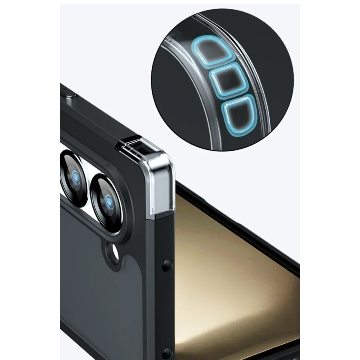 Samsung Galaxy Z Fold 5 Kılıf Blur Fold Kapak - Mat Siyah görsel 3