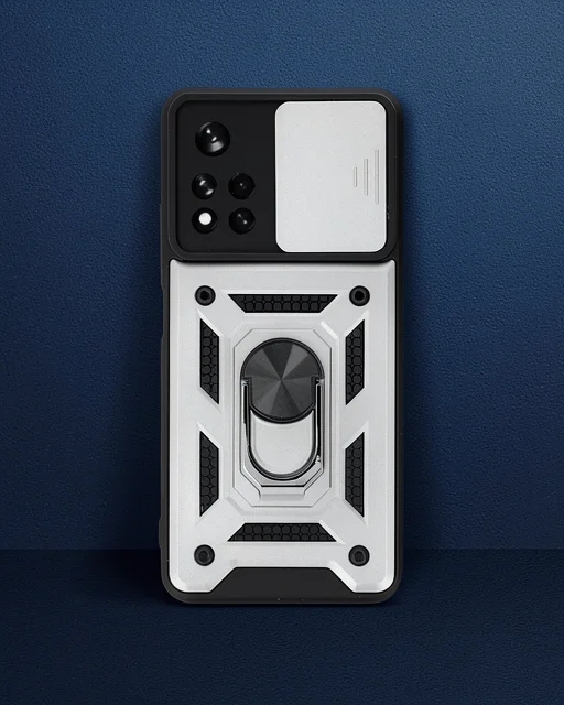 Xiaomi Poco M4 Pro 5g Kılıf Pars Lens Yüzüklü Silikon - Gümüş