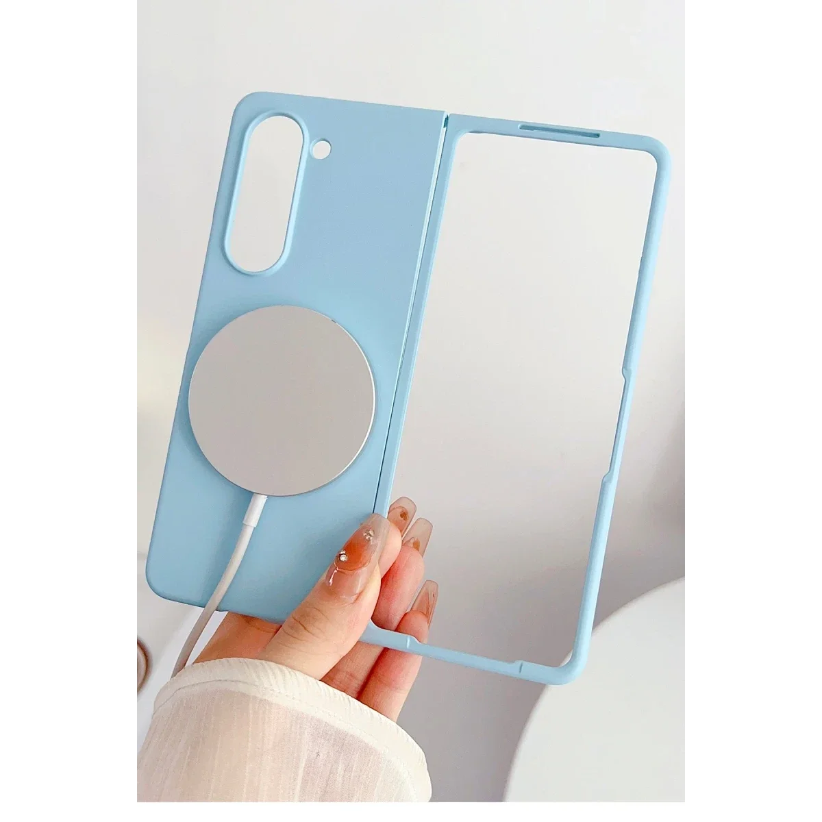 Samsung Galaxy Z Fold 5 Kılıf Mata Fold Kapak - Sierra Blue görsel 6