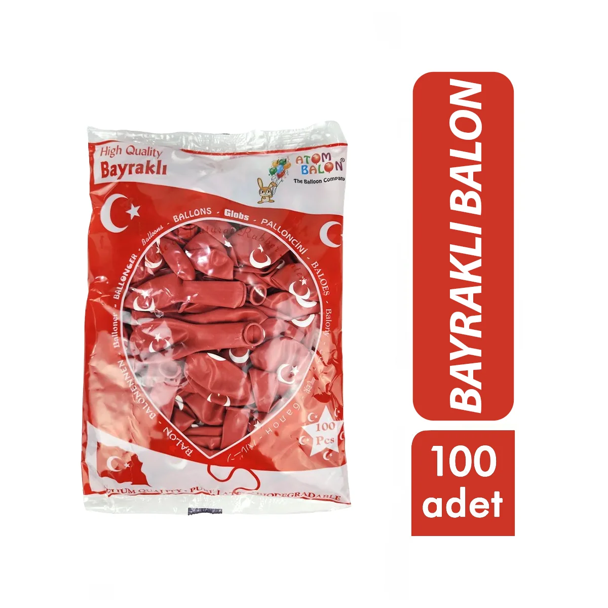 12 inç Bayraklı Lateks Balon - 100'lü Paket görsel 2