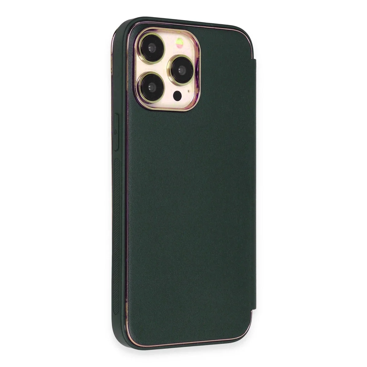 Apple iPhone 13 Pro Max Kılıf Dolpin Kapaklı - Koyu Yeşil görsel 4