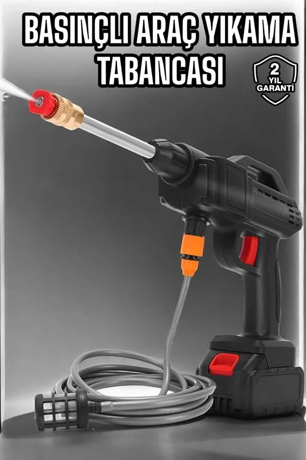 Şarjlı Oto Yıkama Tabancası Su Basınçlı Hazneli Bataryalı görsel 2