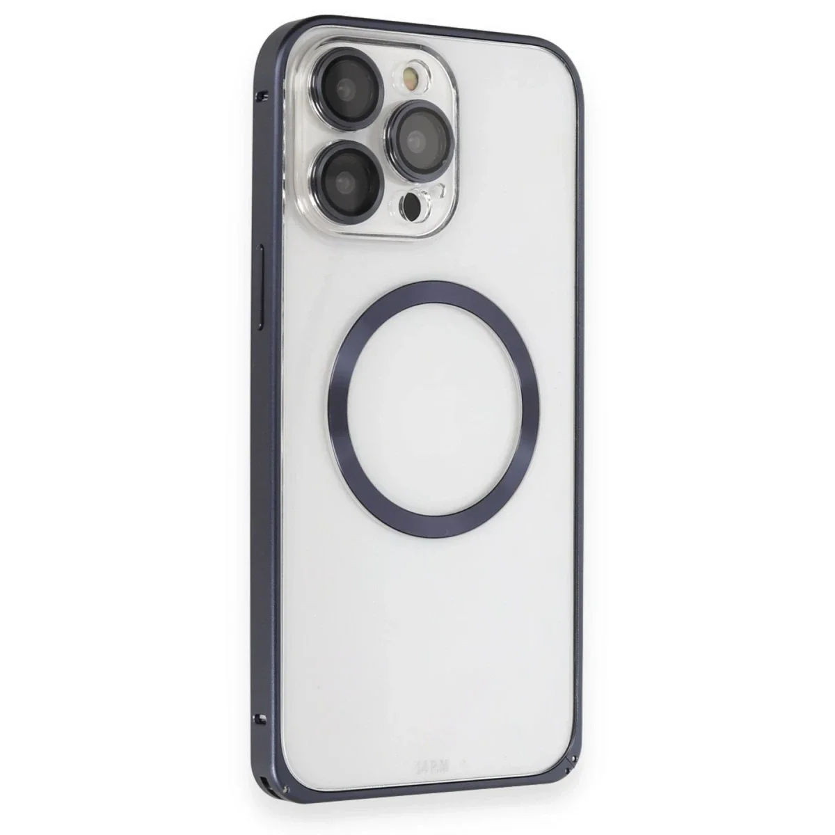 Joko Apple iPhone 15 Pro Max Kılıf Metal Bumper Magneticsafe Kapak - Lacivert