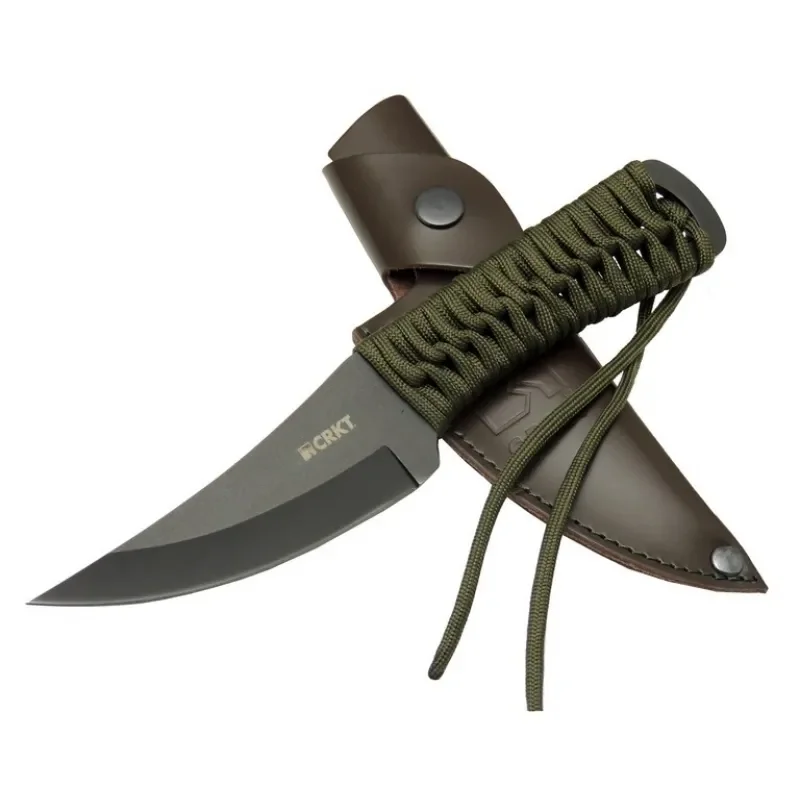 Scrub Fixed 2712 BK Siyah Kamp / Outdoor Bıçak 22,5cm - İpli Sap, Deri Kılıflı