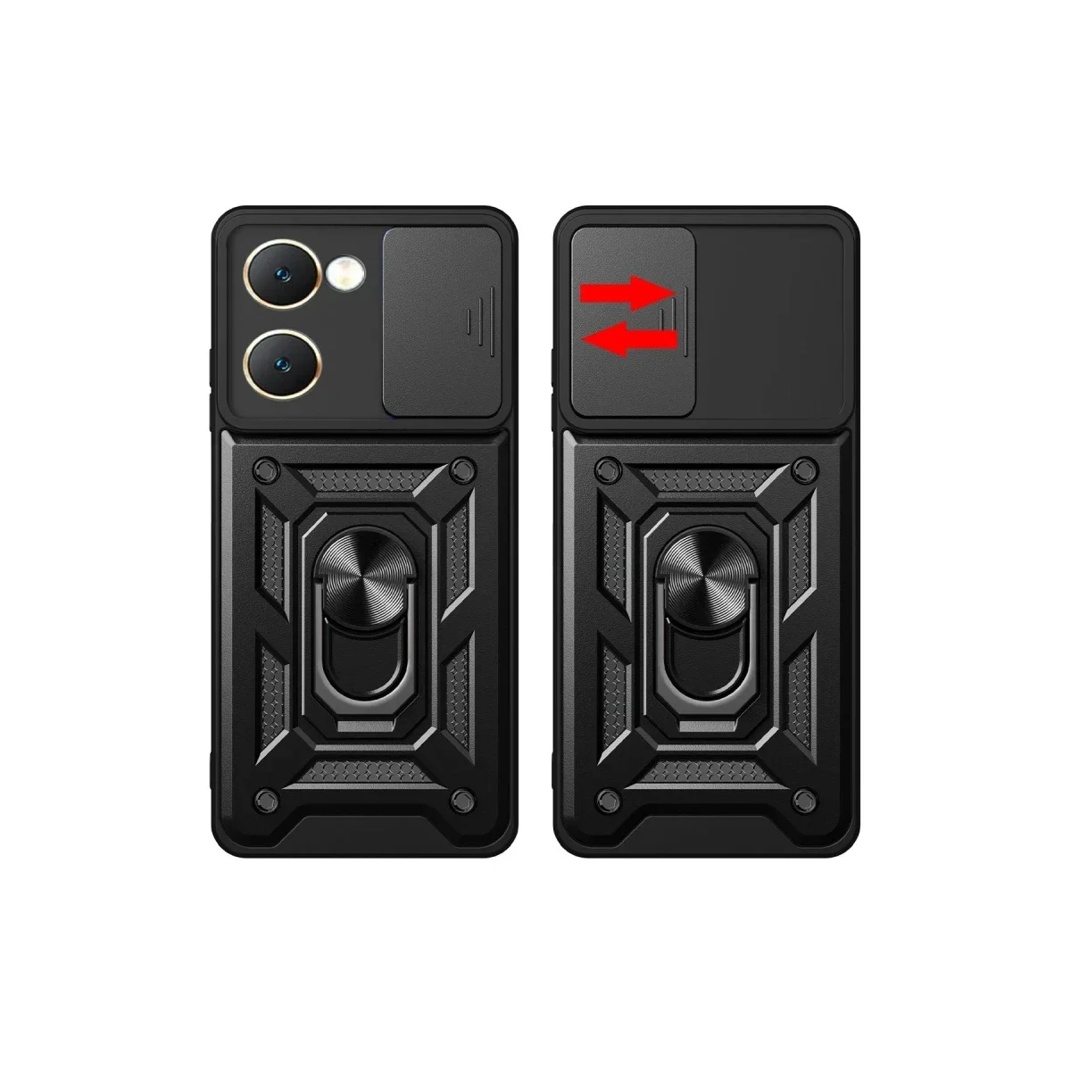 Vivo Y18 Kılıf Pars Lens Yüzüklü Silikon - Kırmızı görsel 2