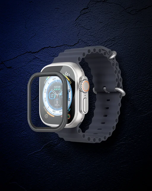 Apple Watch Ultra 49mm Alüminyum Kasa Cam Ekran Koruyucu - Siyah