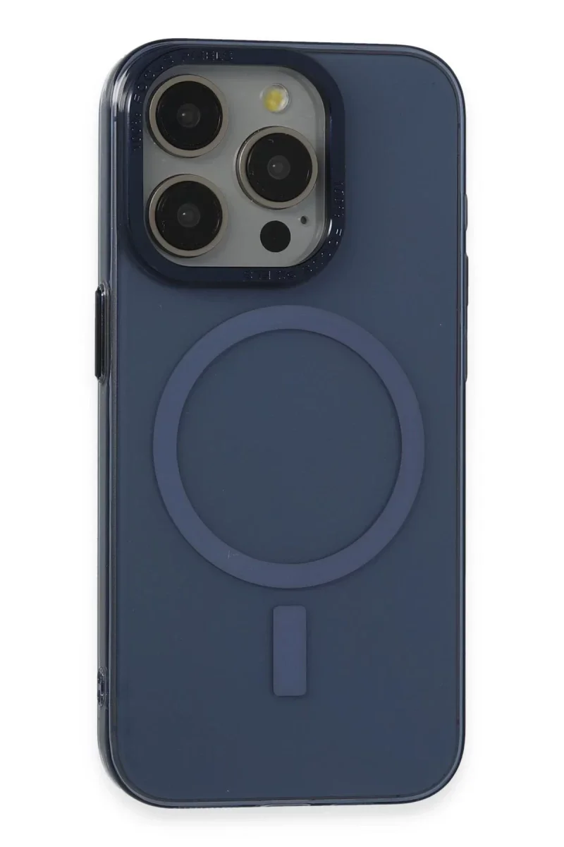Apple iPhone 15 Pro Kılıf Anka PC Magneticsafe Sert Metal Kapak - Lacivert