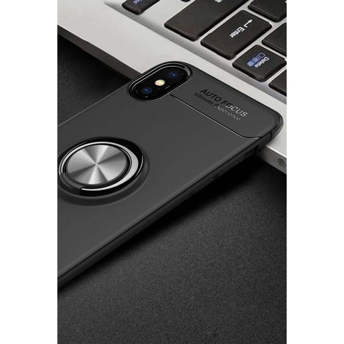 Apple İphone Xs Max Kılıf Range Yüzüklü Silikon - Siyah görsel 2