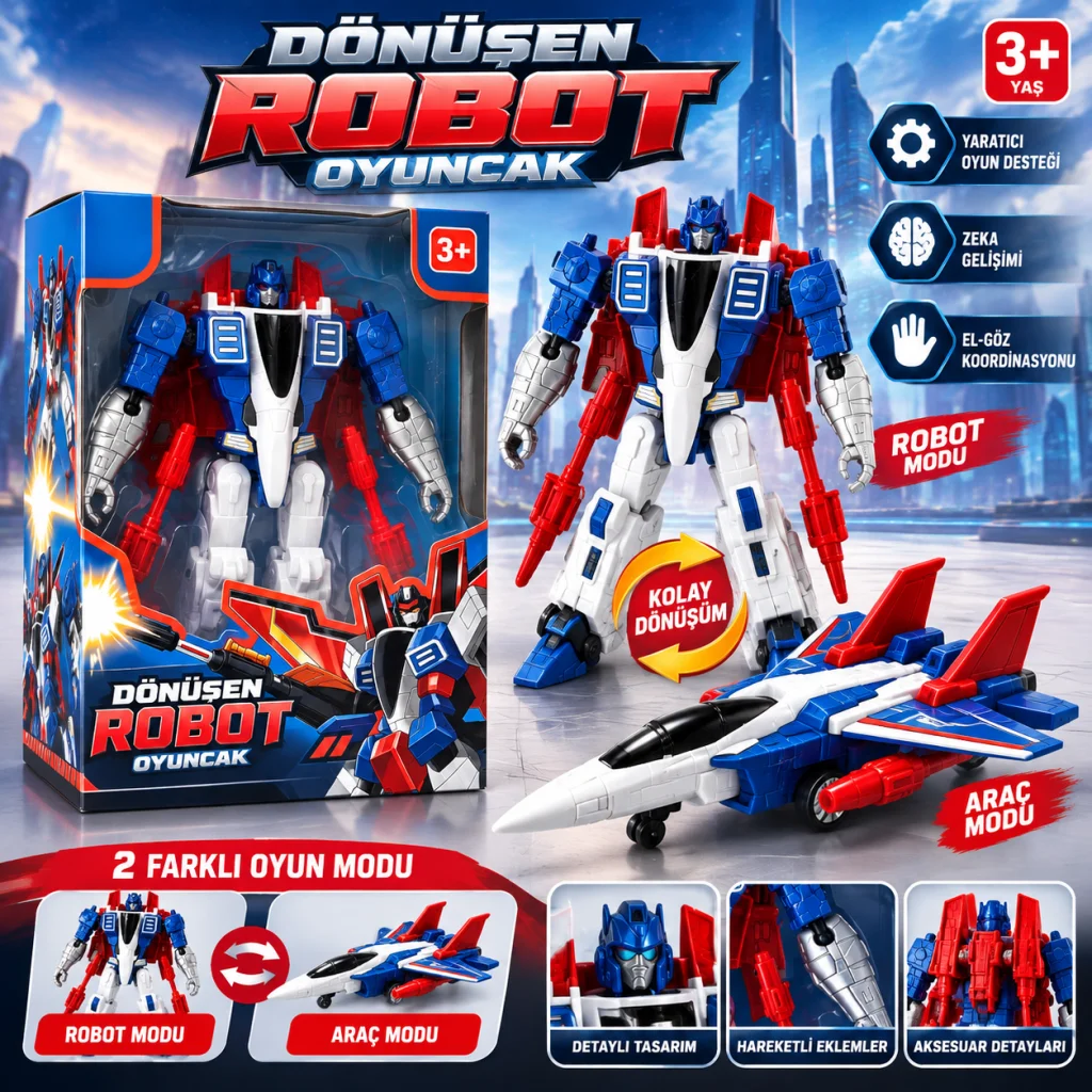 A688-95 TRANSFORMERS DÖNÜŞEN ROBOT OYUNCAK (adet fiyatıdır) görsel 2