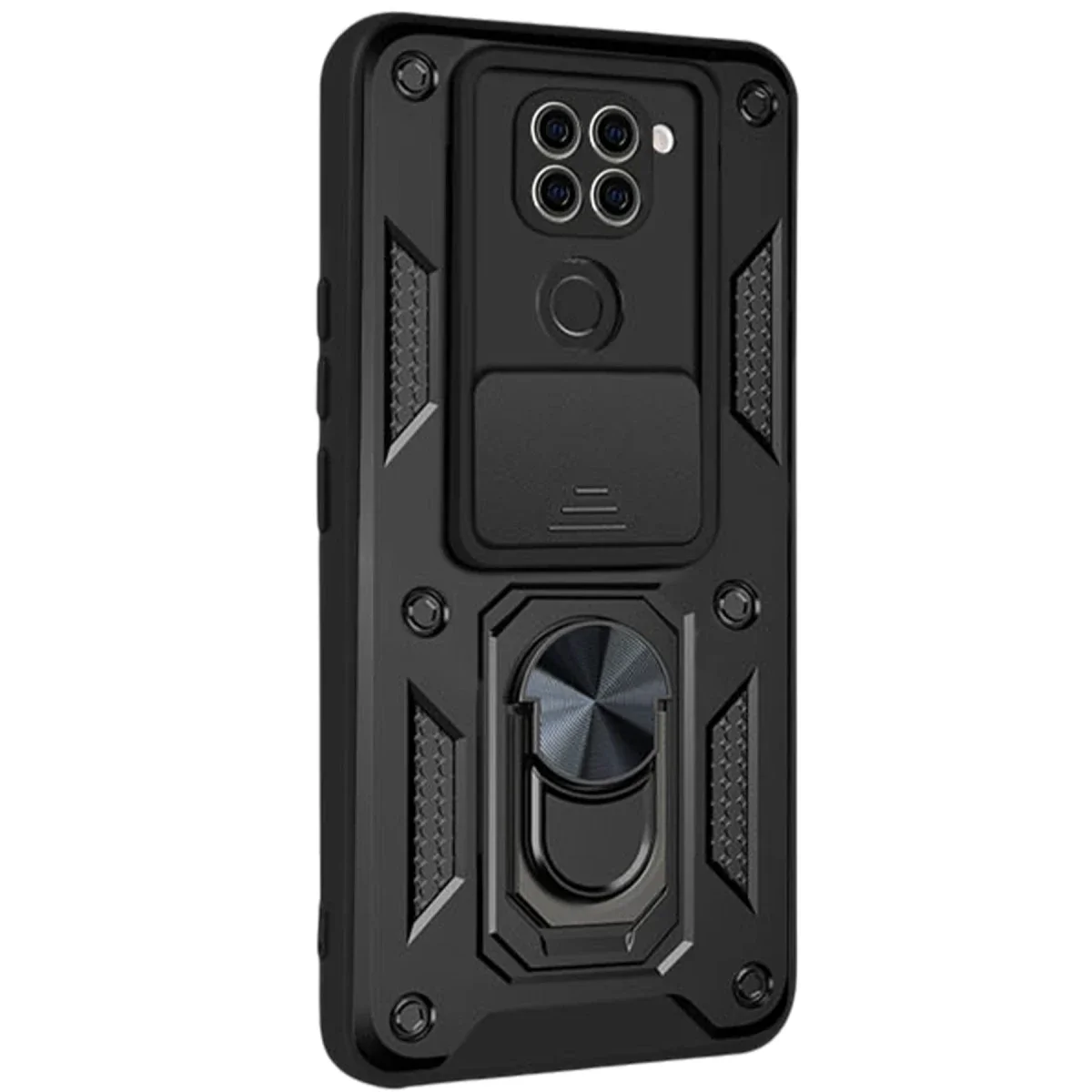 Xiaomi Redmi Note 9 4G Kılıf Pars Lens Yüzüklü Silikon - Siyah görsel 2
