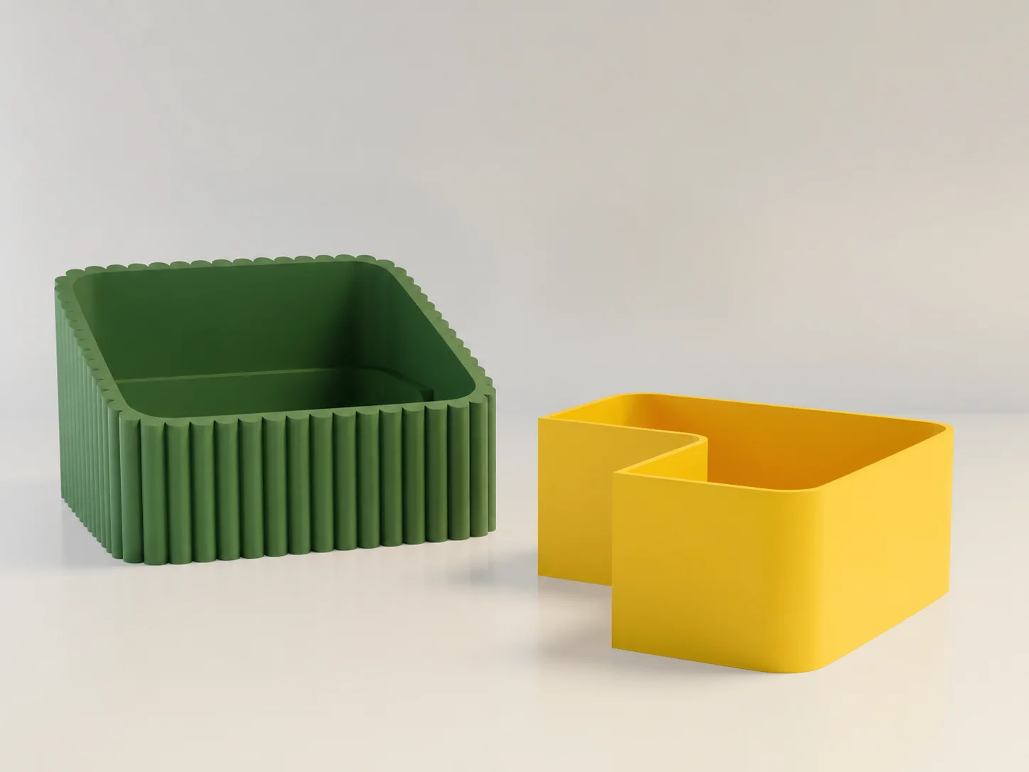 3D Baskı Fıstık Kasesi - Çift Hazneli Kabuk Ayırıcı Sunum Kasesi - Yeşil Sarı görsel 2
