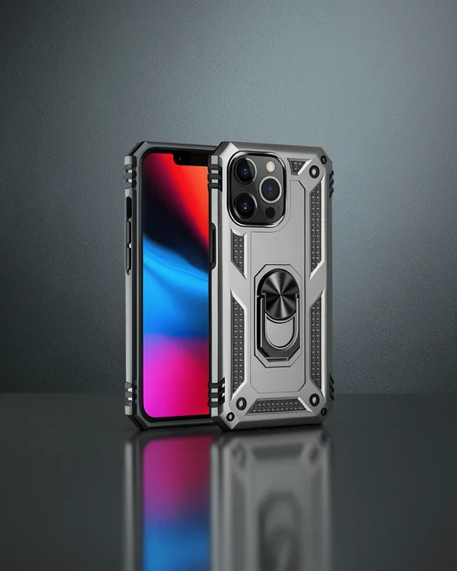 Apple İphone 13 Pro Kılıf Sofya Yüzüklü Silikon Kapak - Gümüş