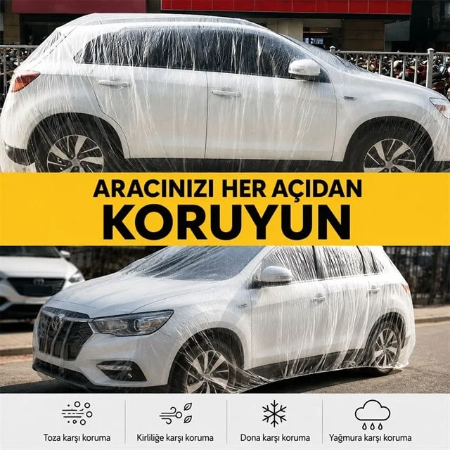 SN-38878 XL Beden PE Araç Örtüsü 4.8x7.5 Metre Dört Mevsim Dayanıklı Su Geçirmez ve UV Korumalı Branda görsel 2
