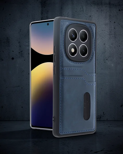 Xiaomi Redmi Note 14 Pro 4g Kılıf Sara Kartvizitli Deri Kılıf - Lacivert