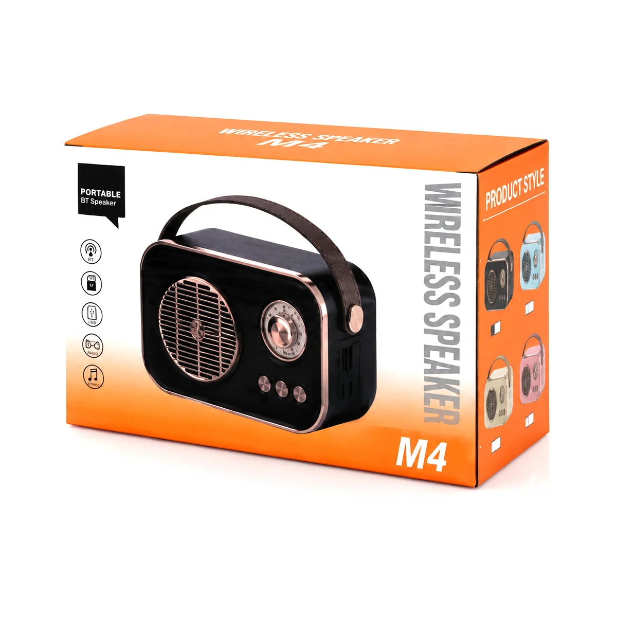 M4 Portable Wireless Hoparlör - Speaker Işıklı Usb Şarjlı Renkli Kasa - Bronz Çerçeveusb - Dc 5V - Tf görsel 3