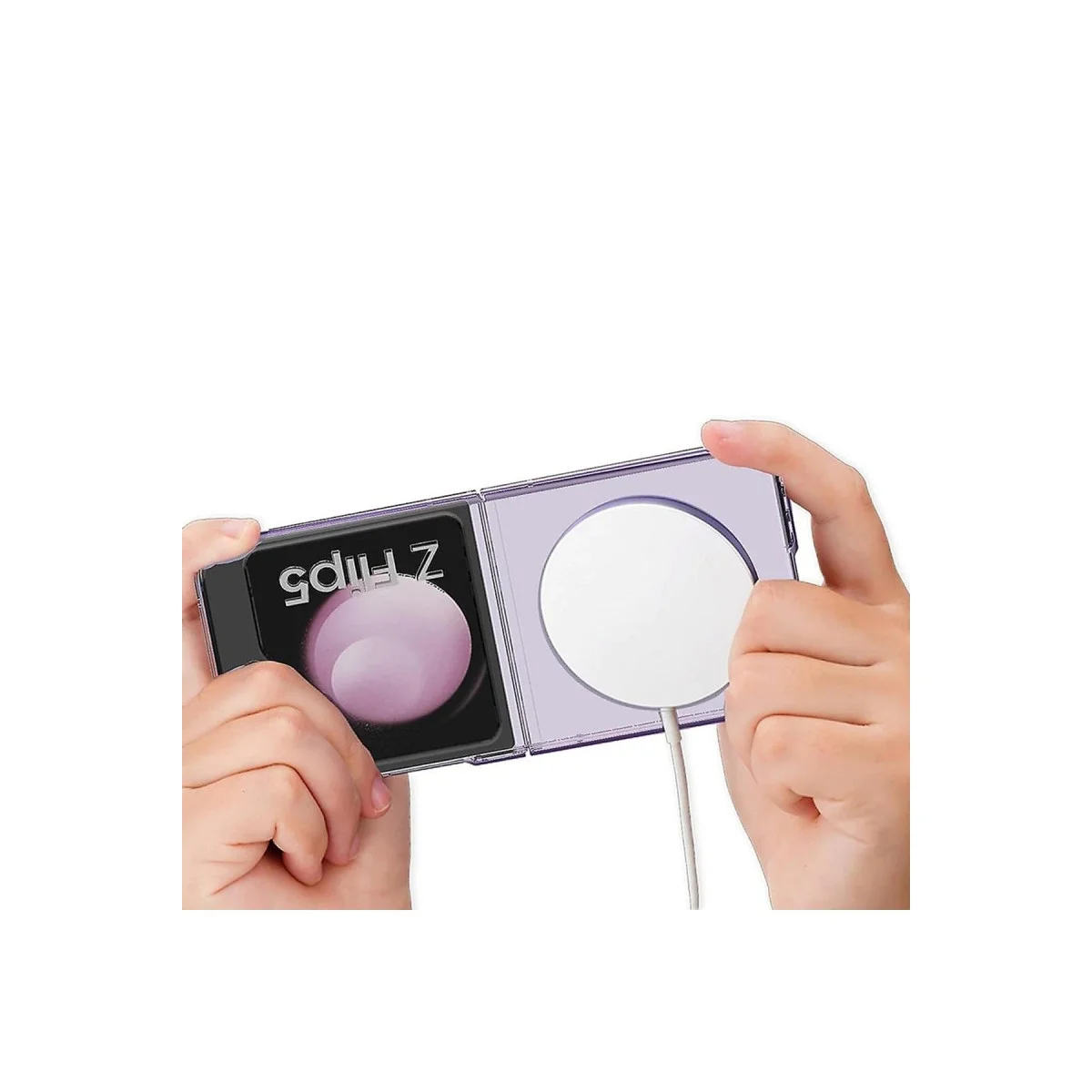 Samsung Galaxy Z Flip 5 Kılıf Magneticsafe Şeffaf Silikon - Şeffaf görsel 3