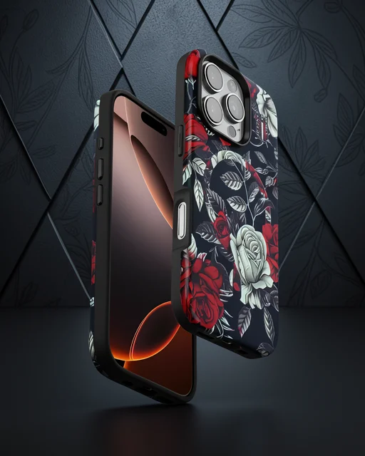 Onegif Apple İphone 16 Pro Flower Series Magsafe Kapak - Siyah