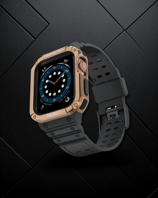 Apple Watch 42mm Kr401 Silikon Kordon - Siyah-rose