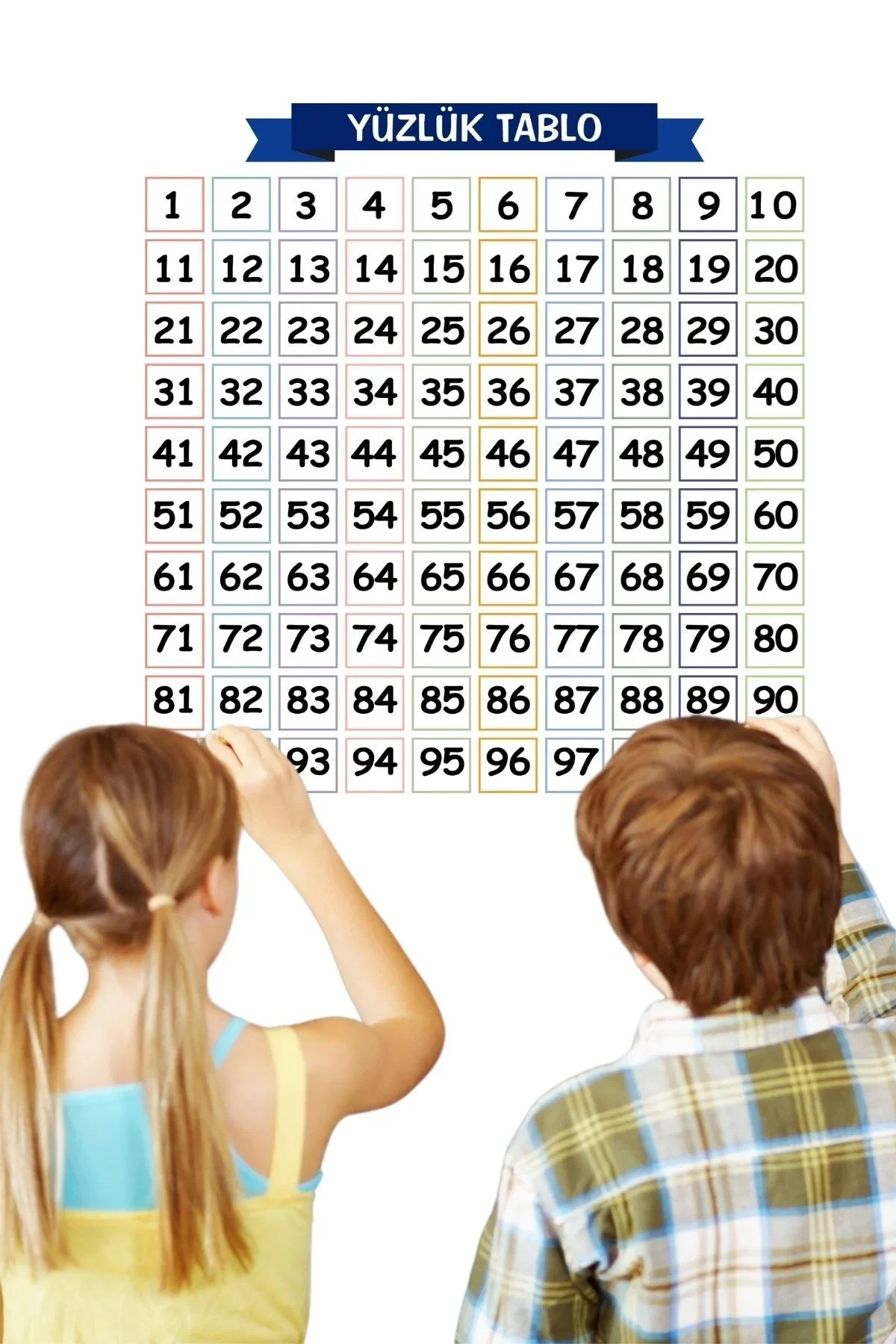 Matematik Öğreten Yüzlük Tablo Duvarda İz Bırakmaz Akıllı Kağıt Yapışkansız Statik 60x60 cm görsel 8