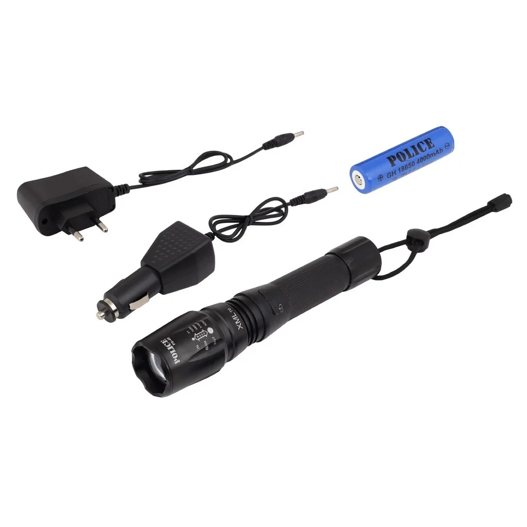 PS-46 XML-T6 LED Şarjlı El Feneri 500 Lümen Zoomlu Araç Duvar Şarj Setli görsel 3
