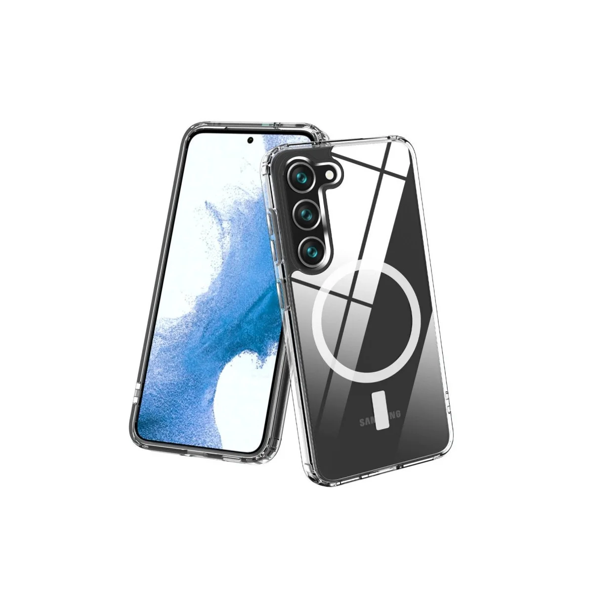 Samsung Galaxy S23 Kılıf Magneticsafe Şeffaf Silikon - Şeffaf görsel 3