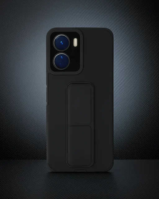 Vivo Y16 Kılıf Mega Standlı Silikon - Siyah