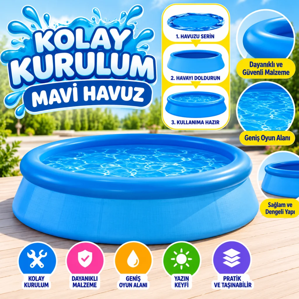 28106 Kolay Kurulum Mavi Renkli Havuz