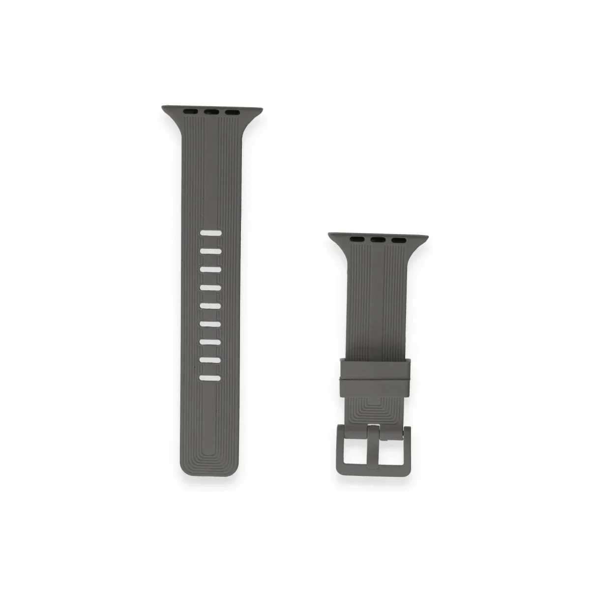 Apple Watch 38mm KR408 Çizgili Silikon Kordon - Koyu Gri görsel 2