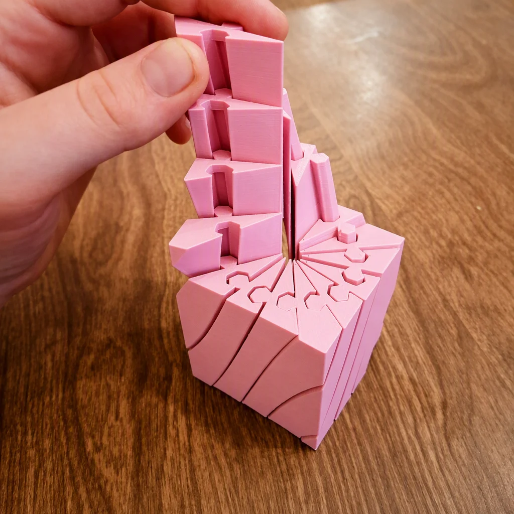 3D Baskı Twisting Küp - Mekanik Dönen Bulmaca Küpü-Pembe görsel 2