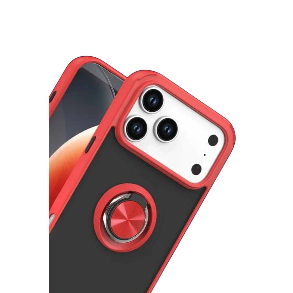 Apple iPhone 17 Pro Montreal Yüzüklü Silikon Kapak - Kırmızı görsel 2