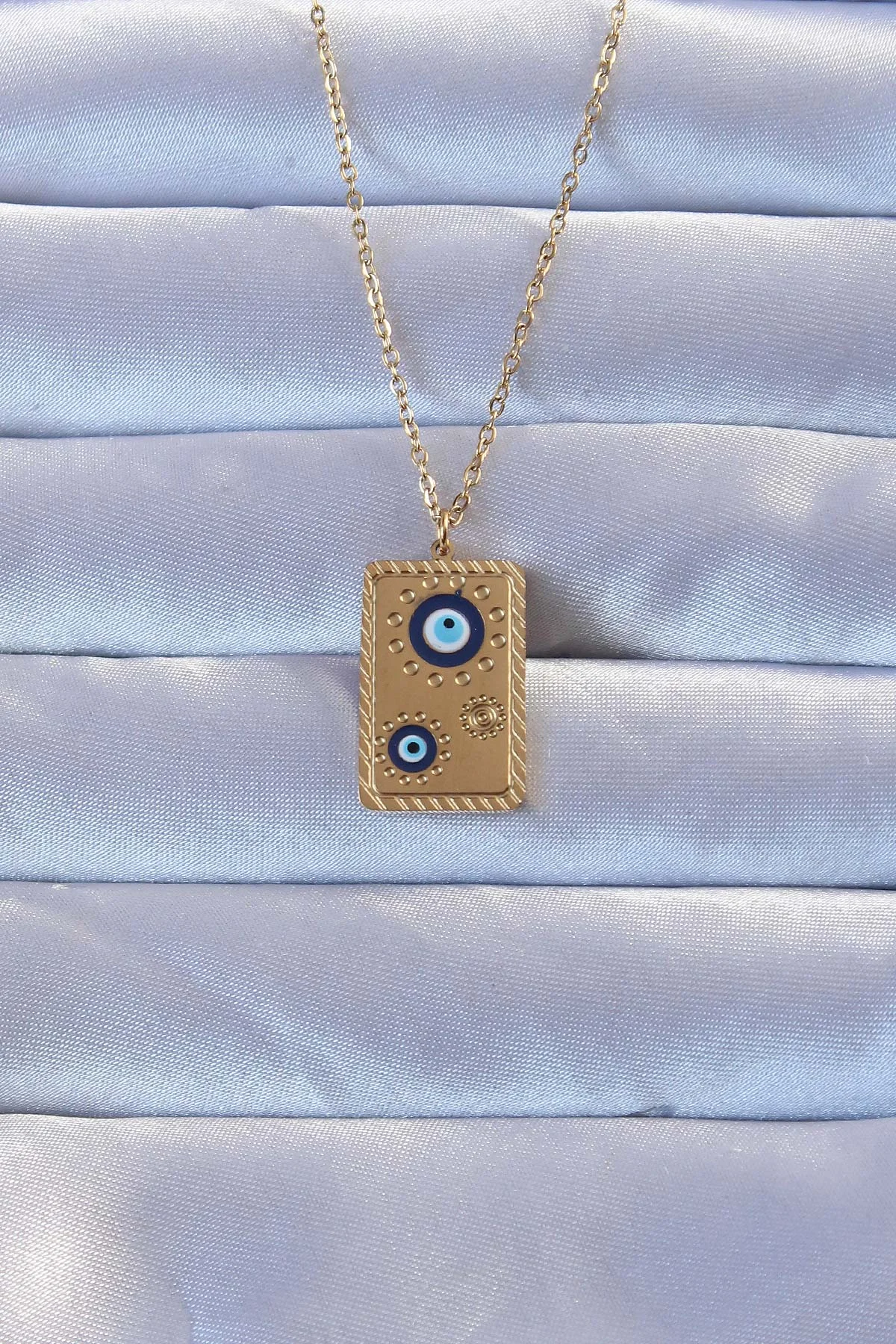 316L Çelik Gold Renk İşlemeli Nazarlı Vintage Kolye