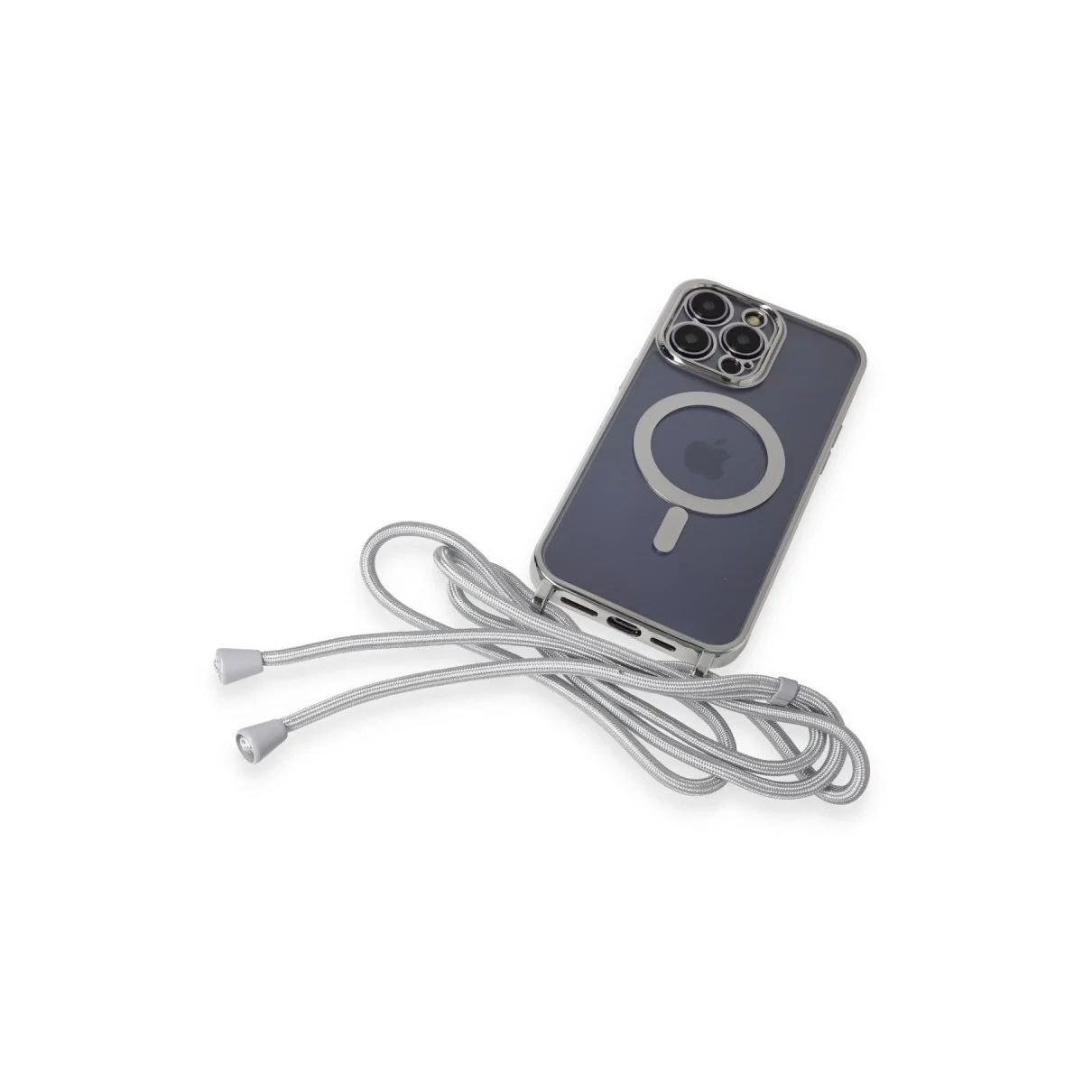 Apple İphone 12 Pro Max Kılıf Divo Lazer Askılı Magsafe Kapak - Gümüş görsel 6
