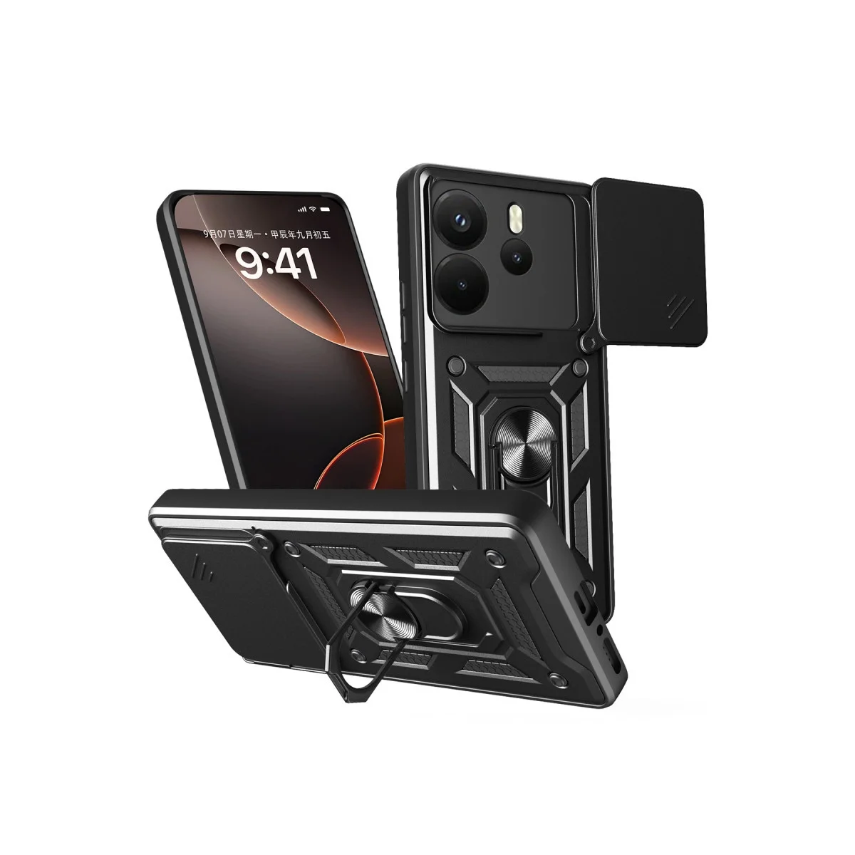 Xiao Red Note 14 4g Pars Lens Yüzüklü Silikon - Siyah