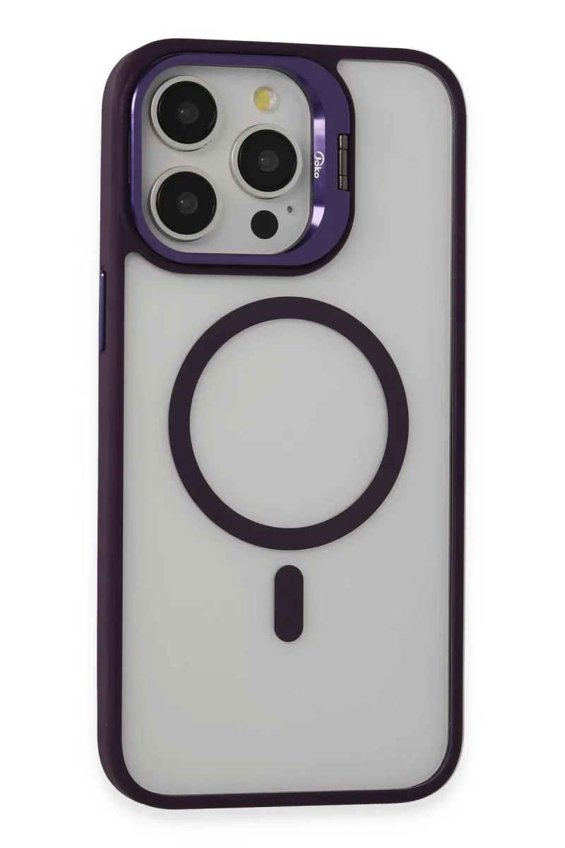 Joko Apple iPhone 14 Pro Kılıf Roblox Lens Magsafe Standlı Kapak - Derin Mor