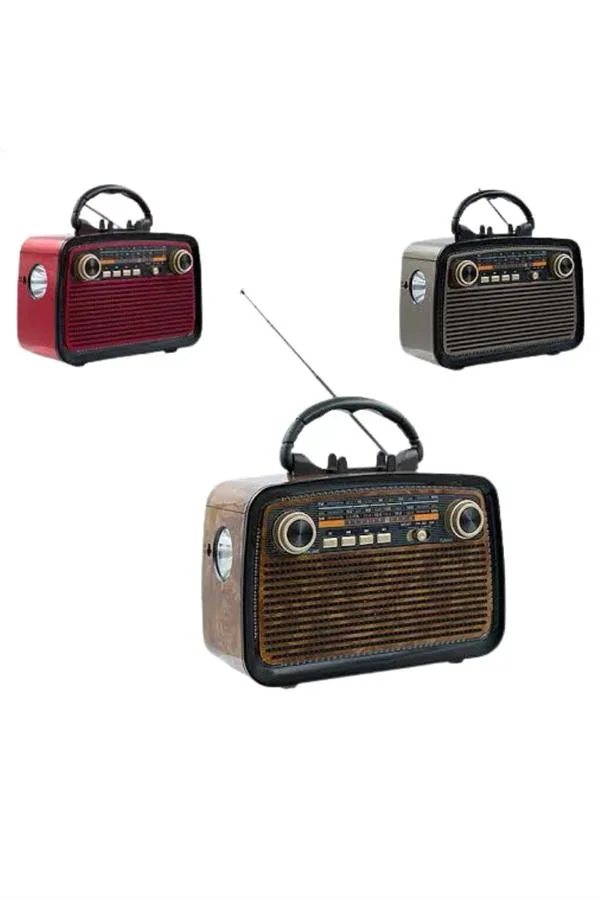 Eskitme Nostalji Tasarımlı Bluetoothlu Nostalji Radyo Ahşap Nostaljik Görünümlü görsel 4
