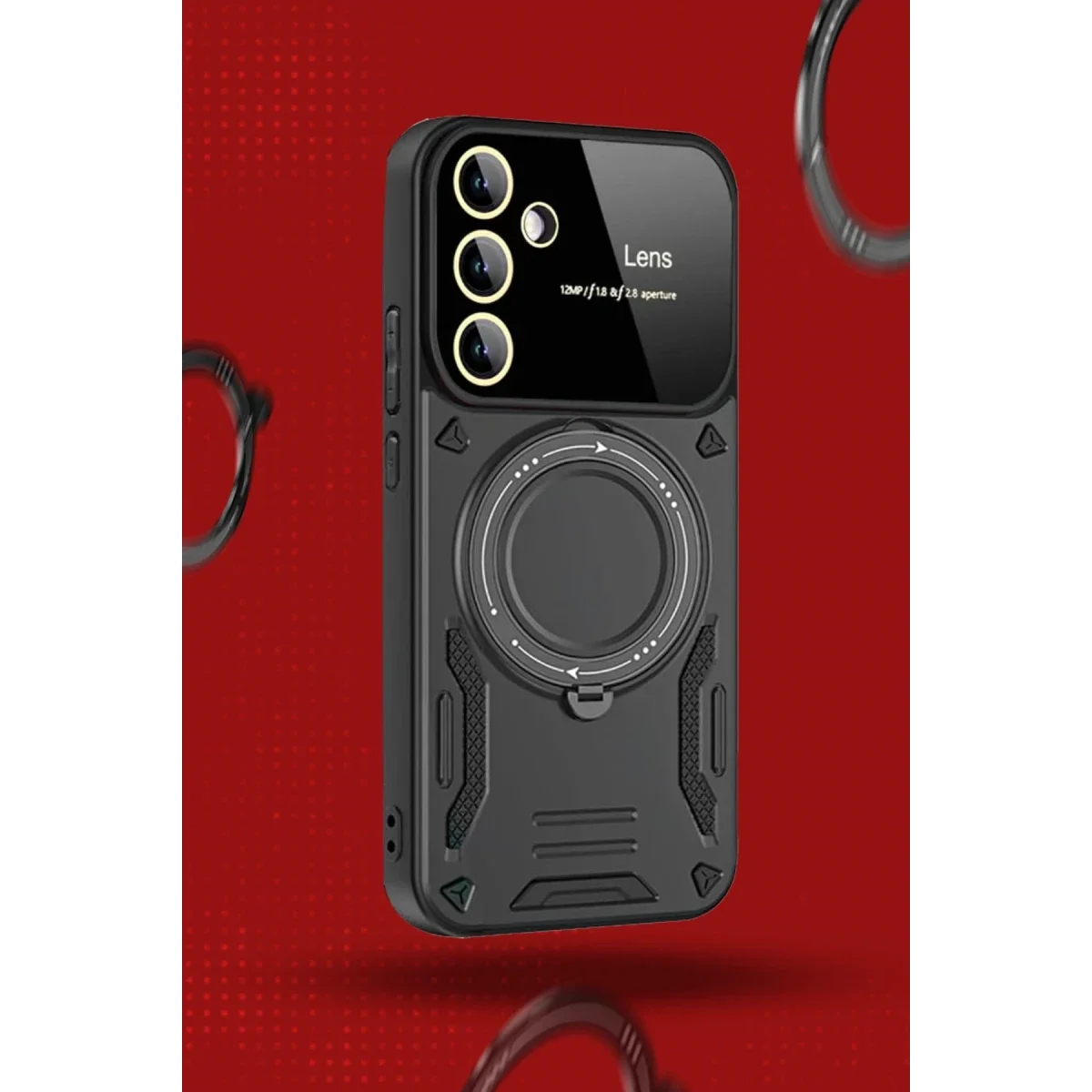 Samsung Galaxy S24 FE Kılıf Joy Lens Standlı Kapak - Mor görsel 4