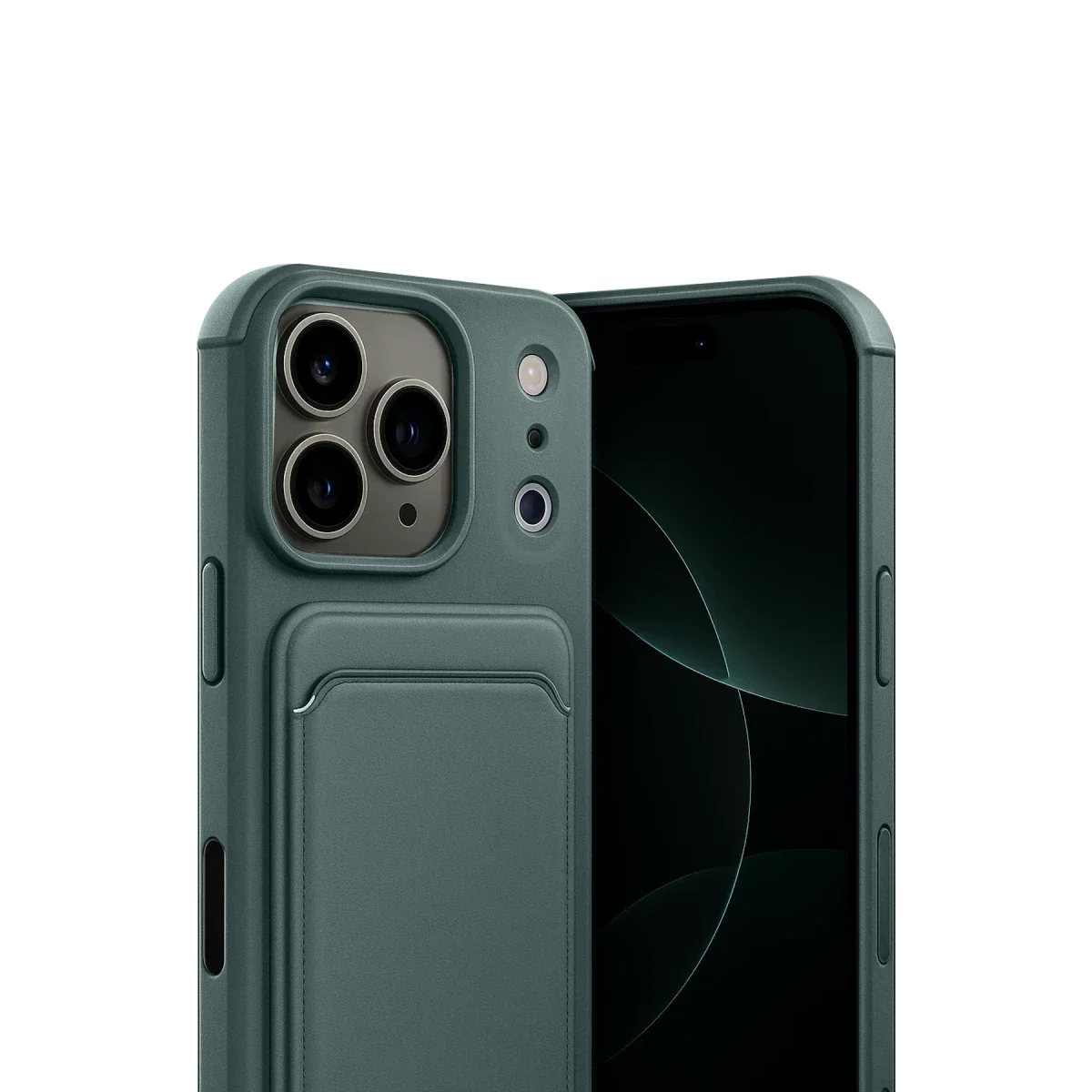 Apple iPhone 17 Pro Max Kelvin Kartvizitli Silikon - Koyu Yeşil görsel 2