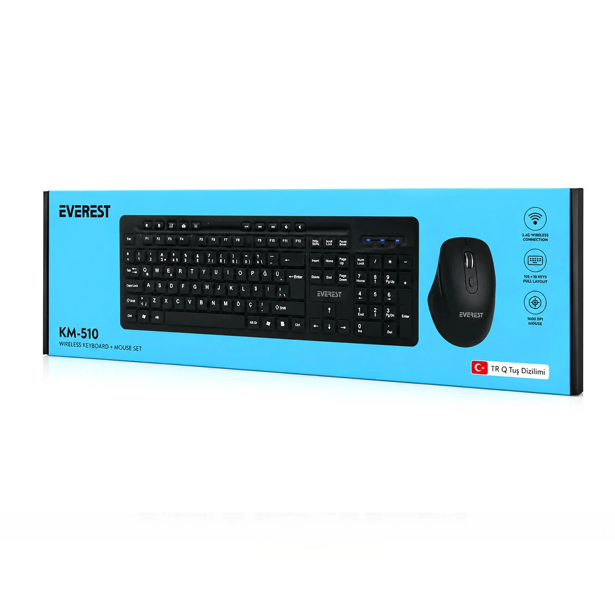 Kablosuz Multimedia Klavye - Mouse Seti Siyah Q Klavye KM-510 görsel 3