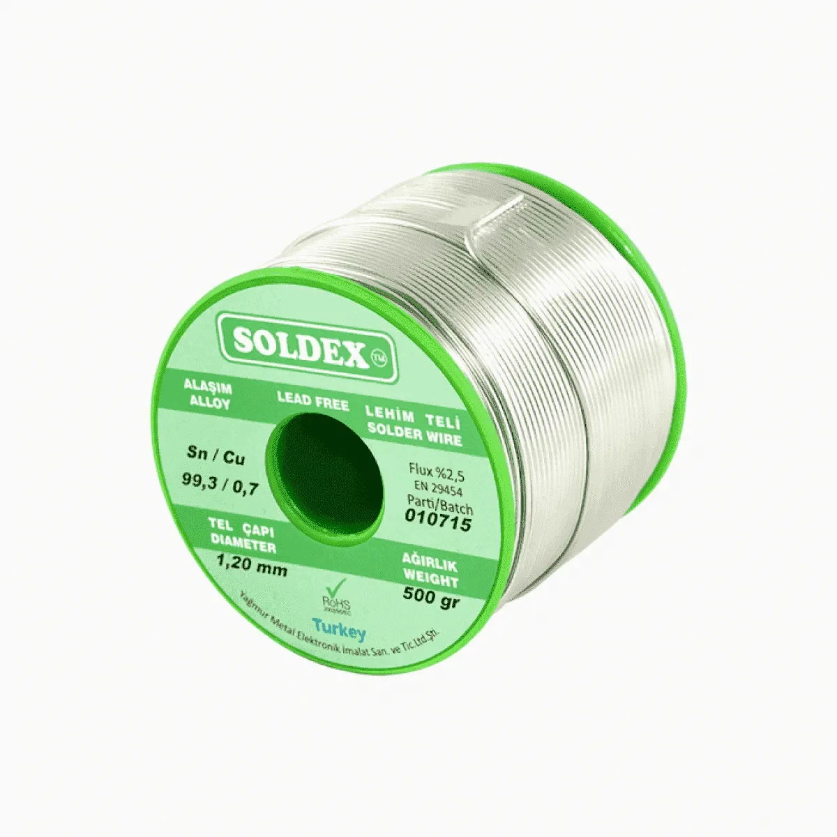 Sn: 99.3 - Cu: 0.7 - 500 Gr, 1 mm - Kurşunsuz, Gümüşsüz Lehim Teli görsel 2