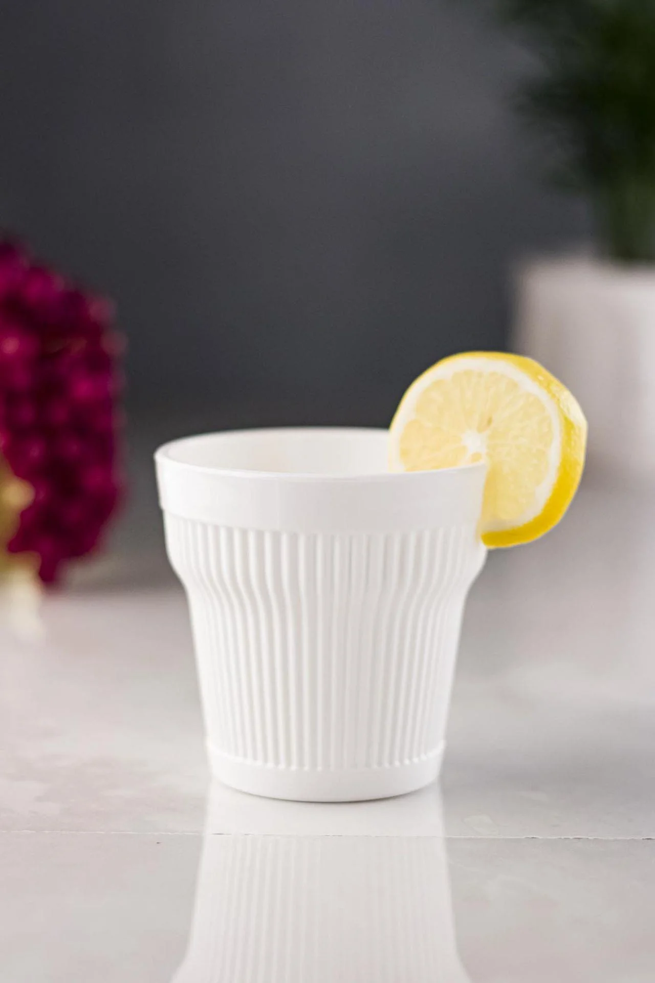 Akrilik Beyaz Tekli Kısa Bardak & Su Meşrubat Kahve Yanı Bardağı 300 ml ( Cam Değildir ) görsel 2