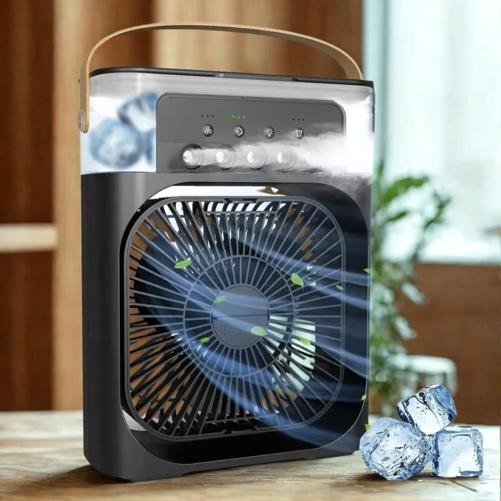 Taşınabilir 3 Farklı Mod Ayarlı 7 Farklı Led Işıklı Sulu Soğutmalı Taşınabilir Masaüstü USB Fan Vantilatör görsel 3