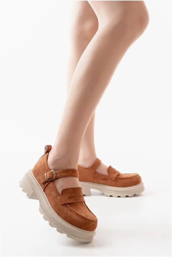 Kadın Davet Loafer Ayakkabı Ayakkabı Tabanlı Süet Yüksek Casual
