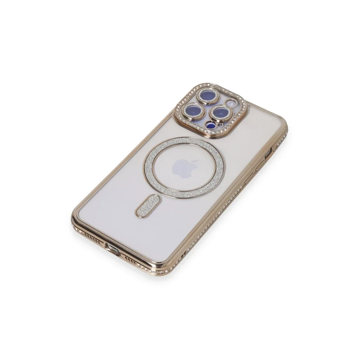 Apple iPhone 15 Pro Kılıf Joke Simli Magneticsafe Kılıf - Gold görsel 3