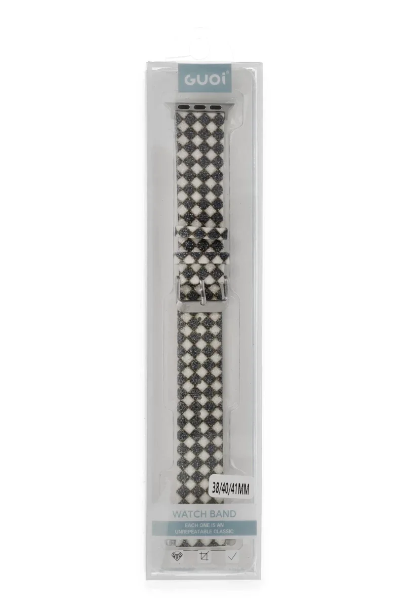 Apple Watch 38mm Karo Motif Kordon - Siyah görsel 2