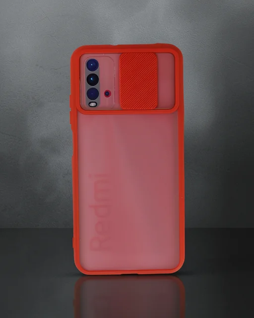 Xiaomi Redmi 9t Kılıf Palm Buzlu Kamera Sürgülü Silikon - Kırmızı