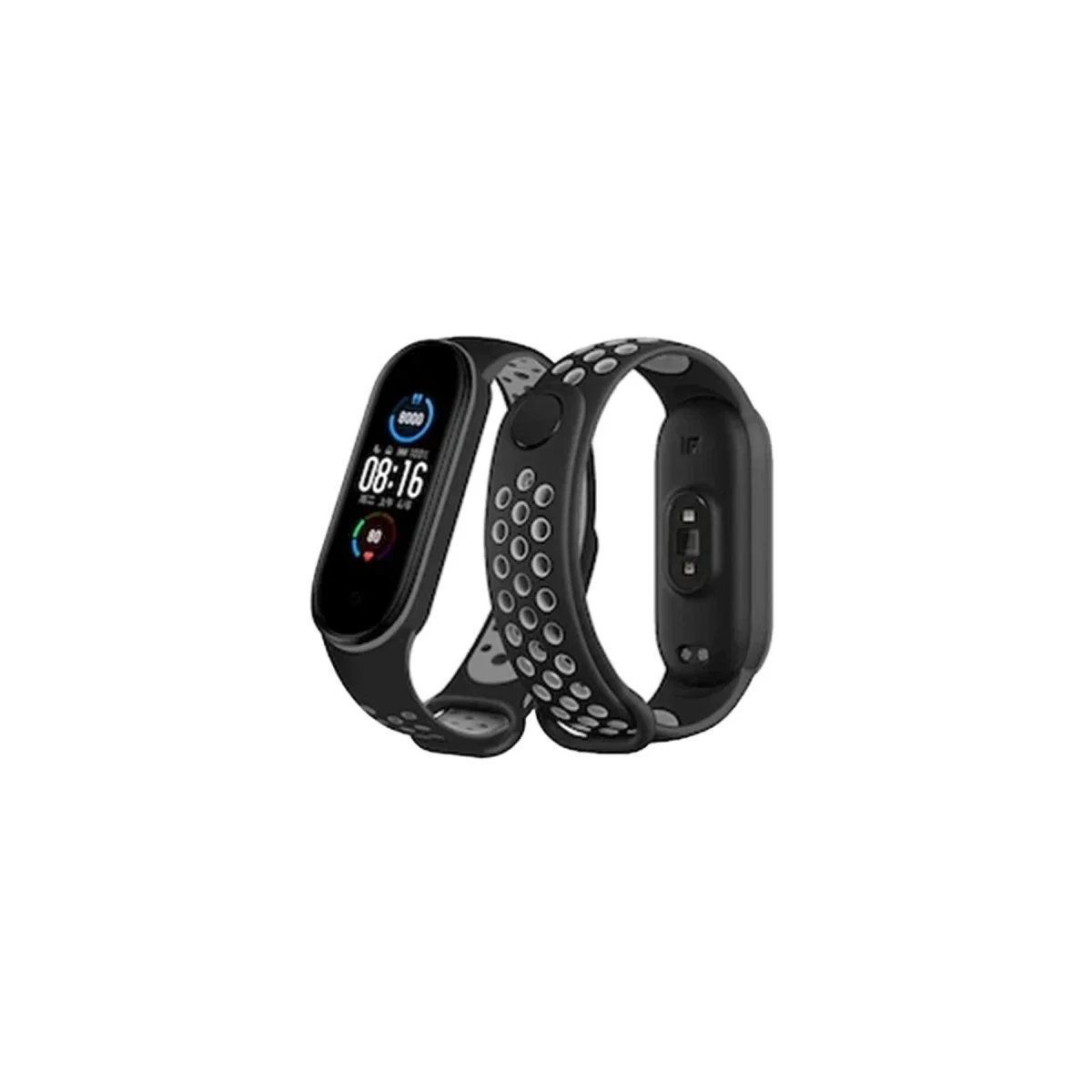 Xiaomi Mi Band 7 Spor Delikli Kordon - Siyah-Gri