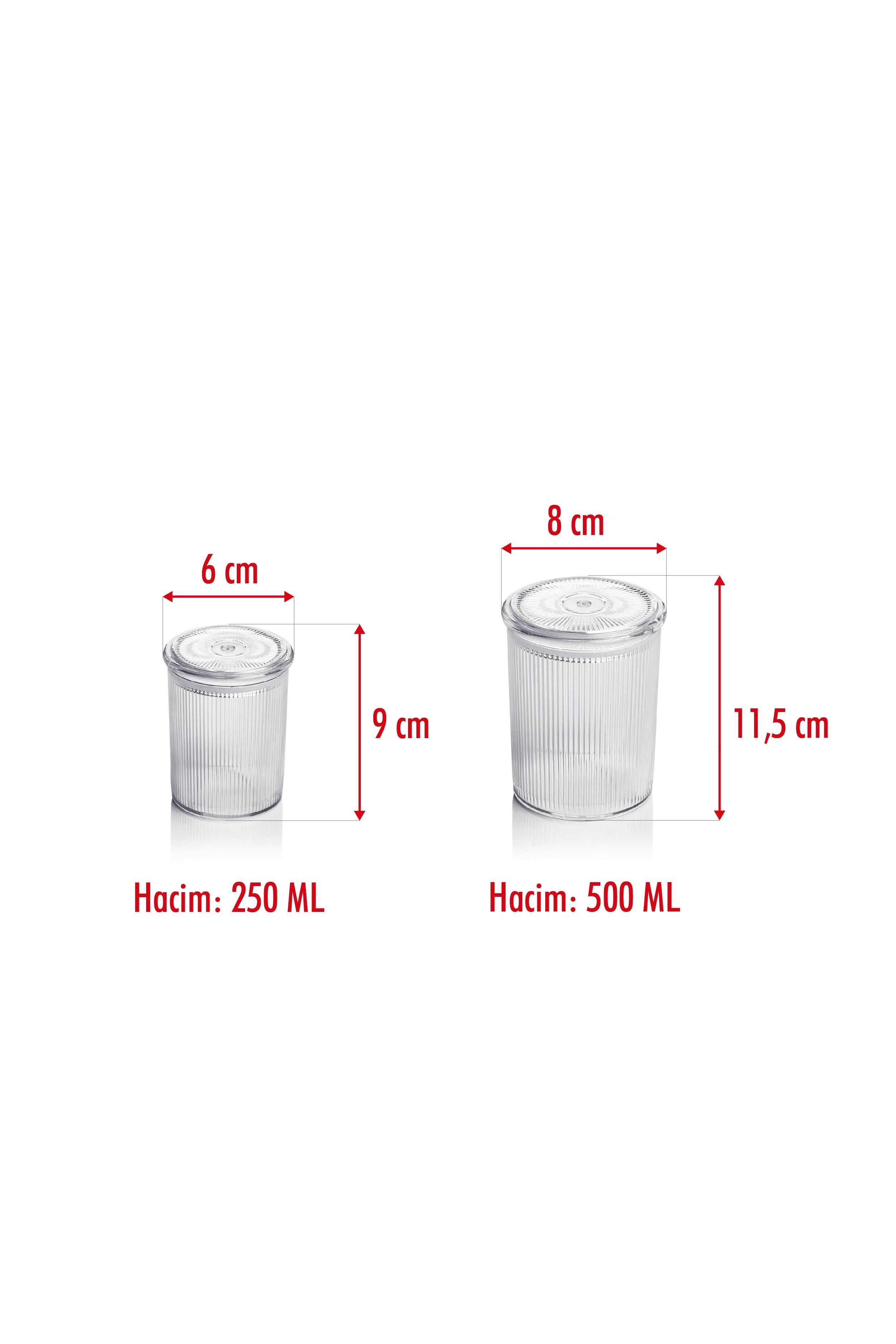 12'li Barok Yuvarlak 2 Boy Kavanoz Seti & Saklama Kabı & Erzak Kabı 6*500 ML,6*250 ML) görsel 5
