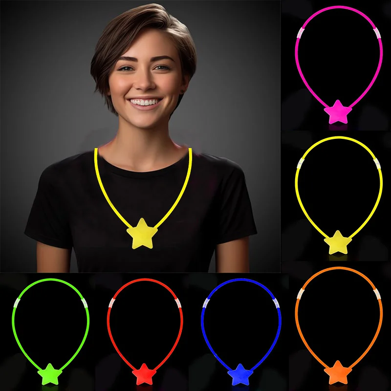 Glow Stick Yıldız Kolye - Glow Kolye - Glow Stick Partisi Yıldız Kolye 6 Adet görsel 2