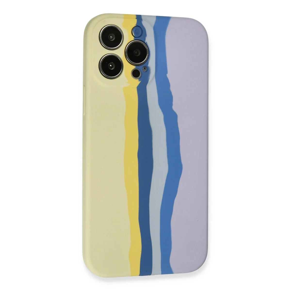 Apple İphone 13 Pro Kılıf Ebruli Lansman Silikon - Sarı-lila görsel 3