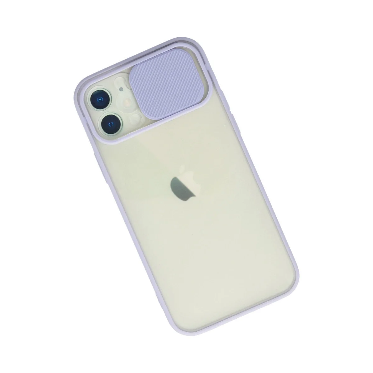 Apple İphone 12 Kılıf Palm Buzlu Kamera Sürgülü Silikon - Lila görsel 2